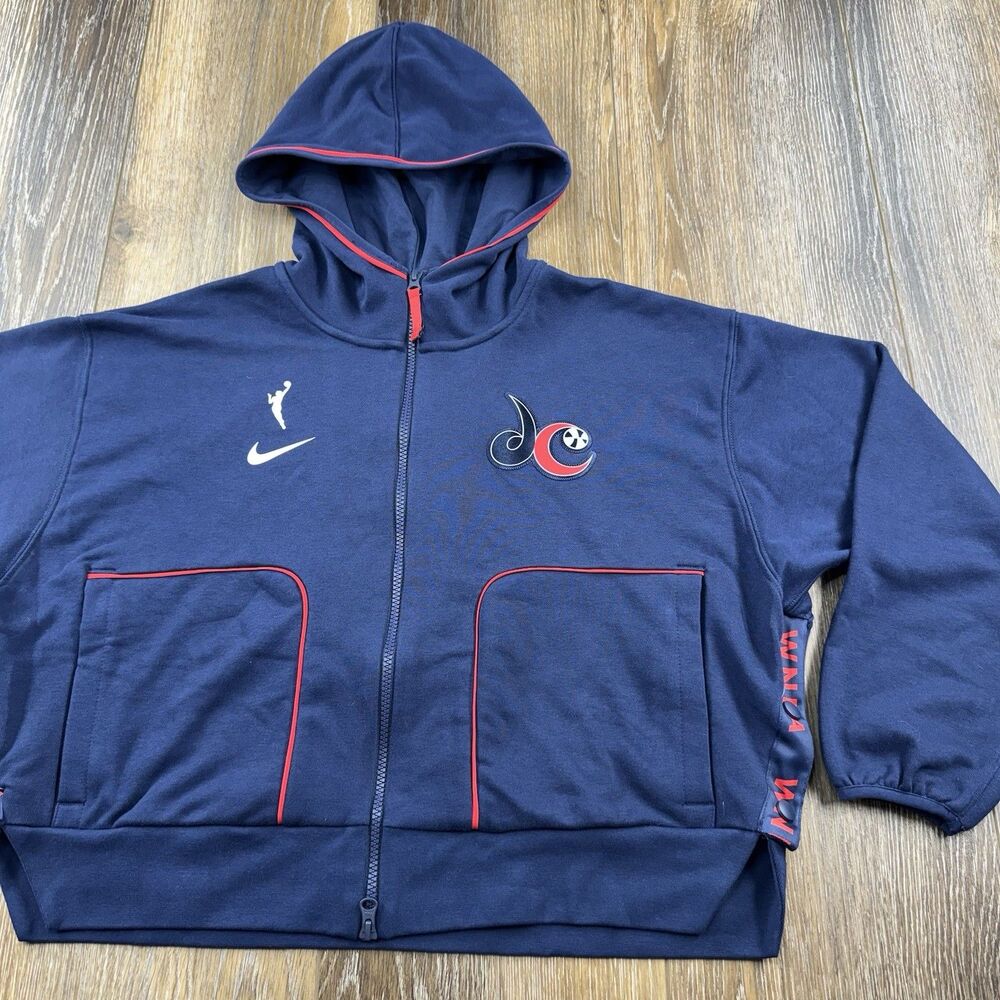 Nike Washington Mystics Hoodie Womens M Blue WNBA Cropped Warm Up Zip Jacket